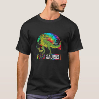 T-shirt Papa Dinosaur Amusant Papa Papasaurus 2 Deux Enfan