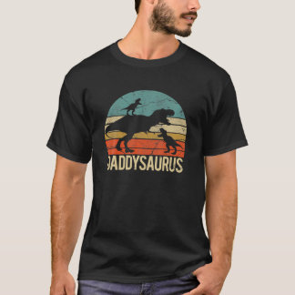 T-shirt Papa Dinosaur Daddysaurus 2 Two Kids