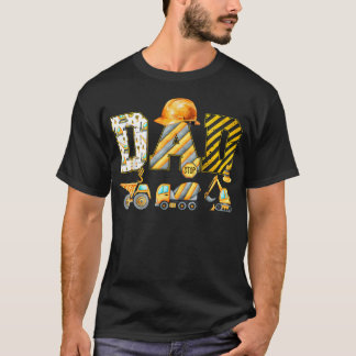 T-shirt Papa drôle construction excavatrice famille assort