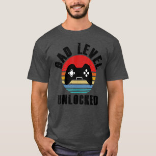 T-shirt Papa drôle Nouveau Papa Niveau Débloqué Gaming fam