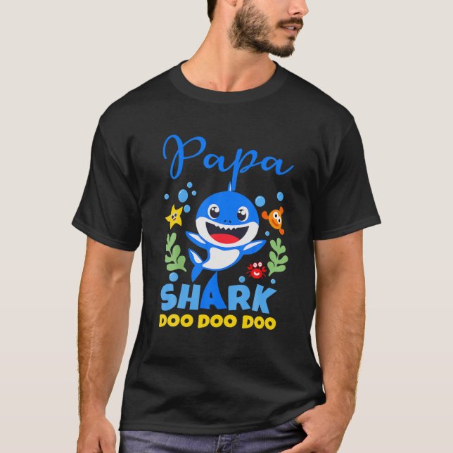 T-shirt Papa Du Bébé Requin Anniversaire Papa Shark (Devant)