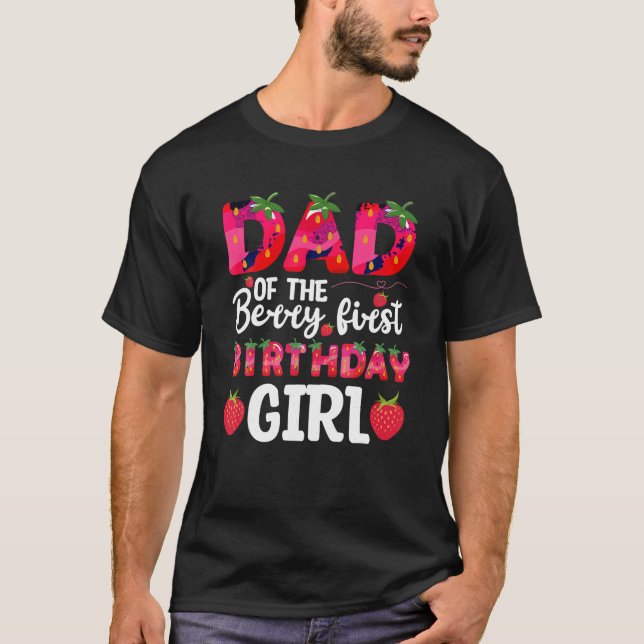 T-shirt Papa Du Berry Premier Anniversaire Fraise Fille Ma (Devant)