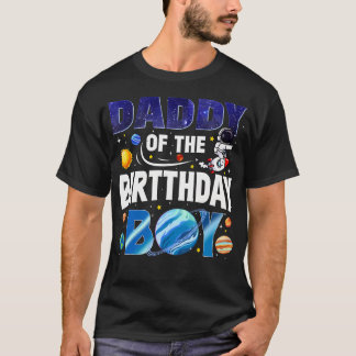 T-shirt Papa du garçon d'anniversaire astronaute espace pl