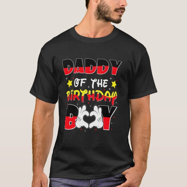 T-shirt Papa du garçon d'anniversaire correspondan (Devant)
