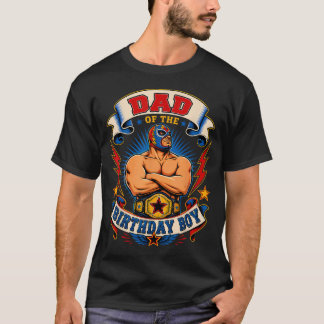 T-shirt Papa du garçon d'anniversaire Funny Wrestler Masqu