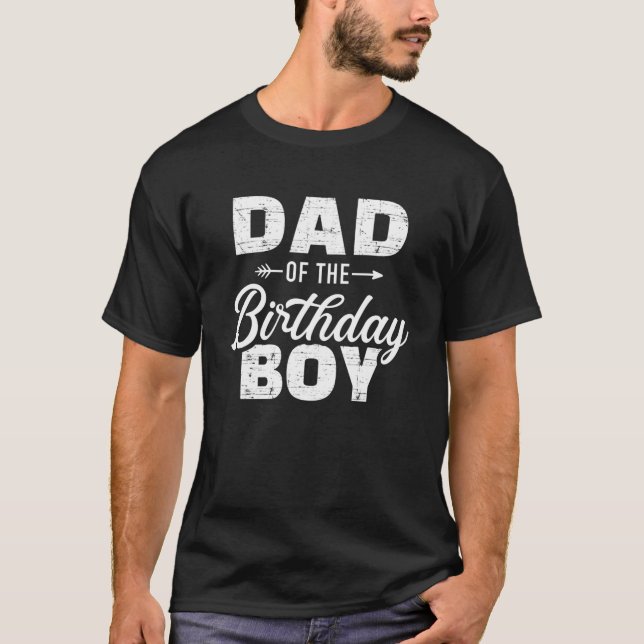 T-shirt Papa du garçon d'anniversaire jumelant la fête de  (Devant)