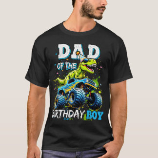 T-shirt Papa du garçon fêté Monster Truck Dinosaure