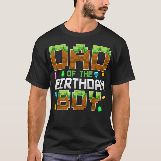 T-shirt Papa du jeu de numéro de pixel du garçon d'anniver (Devant)