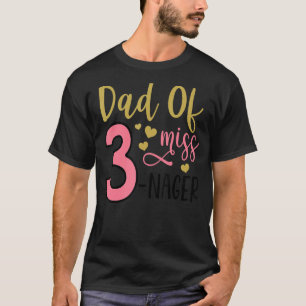 T-shirt Papa D'Un Trois-Enager 3E Anniversaire Princesse E
