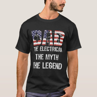 T-shirt Papa Electricien Mythe Légende Drapeau américain P