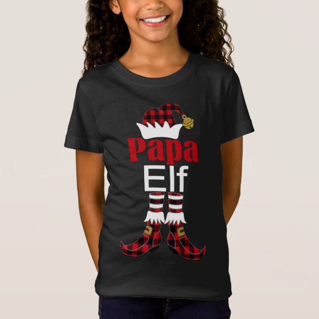 T-Shirt Papa Elf Christmas Buffalo Plaid Matching Famille (Devant)