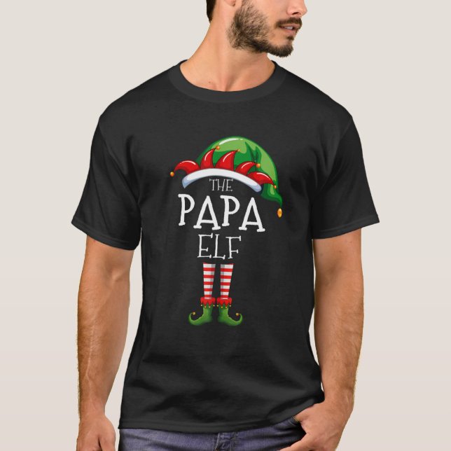 T-shirt Papa Elf Matching Family Group Fête de Noël (Devant)