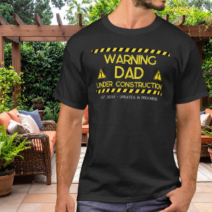 T-shirt Papa en construction Zone de prudence Année de cré