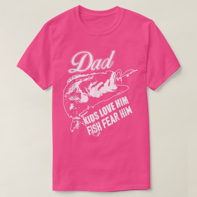T-shirt Papa Enfants L'Aime Poisson Peur Lui Pêcher Papa  (Design devant)