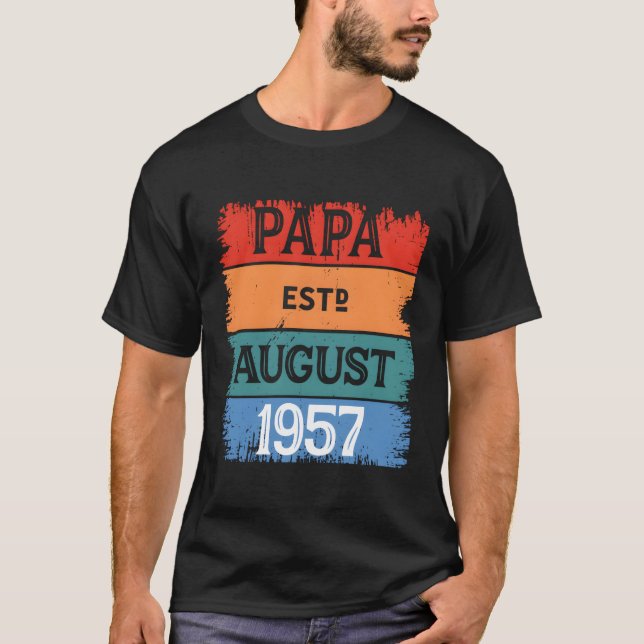 T-shirt Papa Est Août 1957 Fière Grand-Père Légende du mei (Devant)