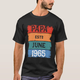 T-shirt Papa Est Juin 1965 Fier grand-père Meilleur papa T
