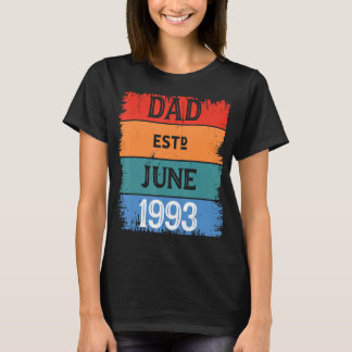 T-shirt Papa Est Juin 1993 Fier Papa Grand Papa Best Daddy