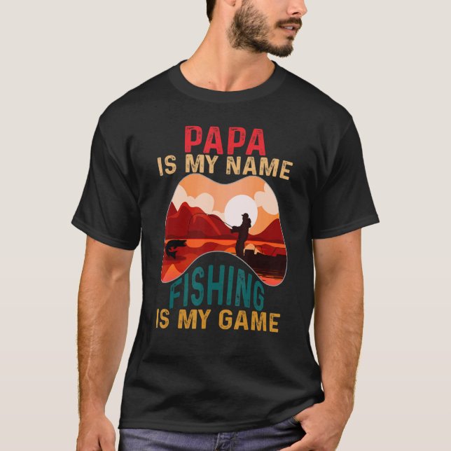T-shirt Papa est mon nom Pêche est mon jeu 1 (Devant)