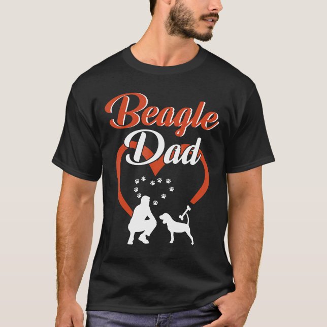T-shirt Papa Et Chien À L'Intérieur Du Grand Coeur Joyeux  (Devant)