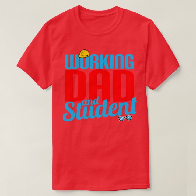 T-shirt Papa Et Étudiant Travaillant (Design devant)