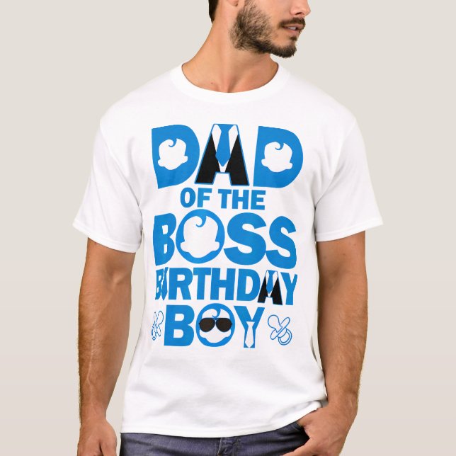T-shirt Papa Et Maman De Boss Anniversaire Garçon Famille  (Devant)