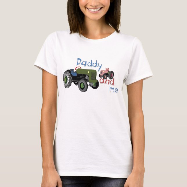 T-shirt Papa et moi tracteurs de fille (Devant)