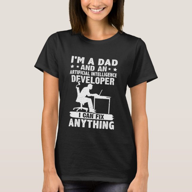 T-shirt Papa Et Un Développeur Artificiel D'Intelligence F (Devant)