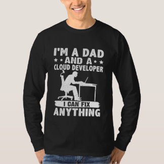 T-shirt Papa et un développeur cloud Je peux réparer n'imp