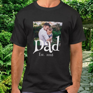 T-shirt Papa Établi Fun Texte Gras Simple + Photo Noir