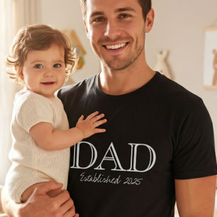 T-shirt Papa Établi Gras Texte Blanc Noir