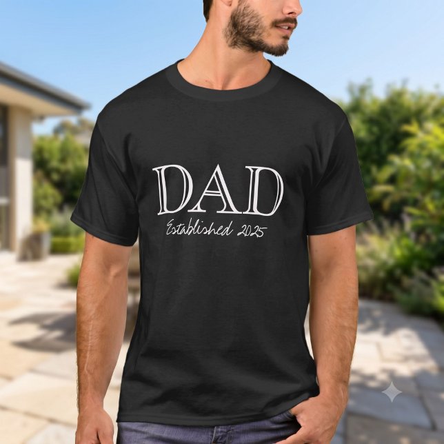 T-shirt Papa Établi Gras Texte Blanc Noir (Créateur téléchargé)