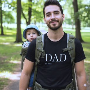 T-shirt Papa Établit Nouveau Papa Minimal Noir Blanc