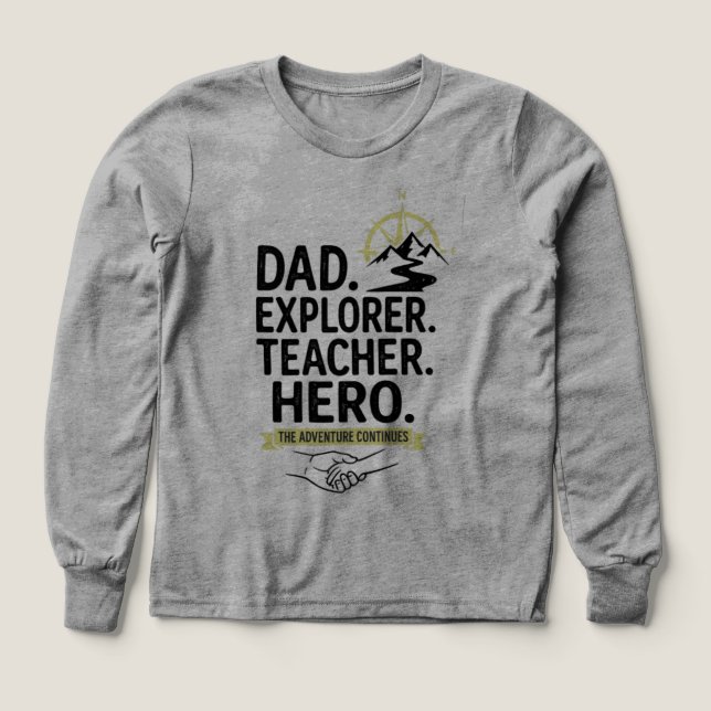 T-Shirt Papa Explorateur Enseignant Héros | Aventu (Motif recto)