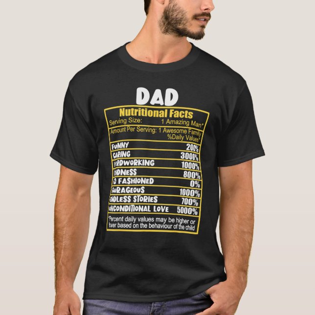 T-shirt Papa Faits nutritionnels Valeur nutritive (Devant)