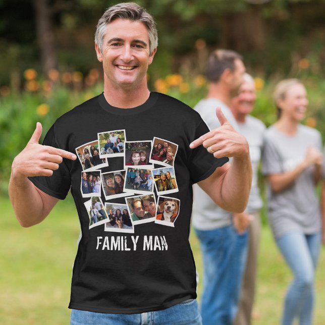 T-shirt Papa Family Homme Photo Collage Instant Photo Dark (Créateur téléchargé)