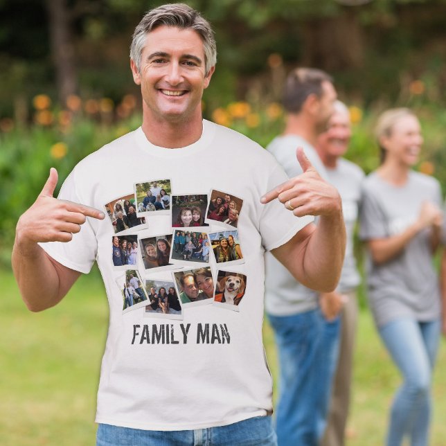 T-shirt Papa Family Homme Photo Collage Instant Photo Ligh (Créateur téléchargé)