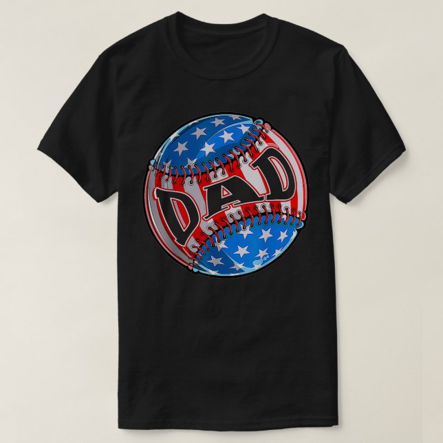 T-shirt Papa fier de baseball Drapeau américain Baseball S (Design devant)