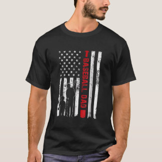 T-shirt Papa fier de baseball Drapeau américain Sports Fêt