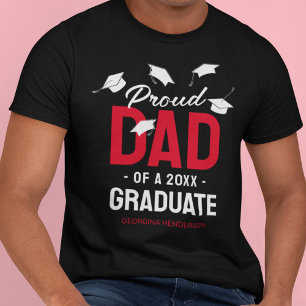 T-shirt Papa fier de la promo 2026 Noir Rouge Fier