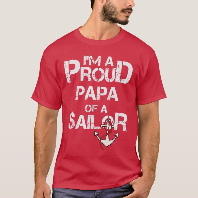 T-shirt Papa fier d'un garçon marin amis rétro (Devant)