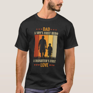 T-shirt Papa Fils est le premier héros Fille est le premie