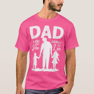 T-shirt Papa Fils Premières Filles Héros Amour Pour La Da