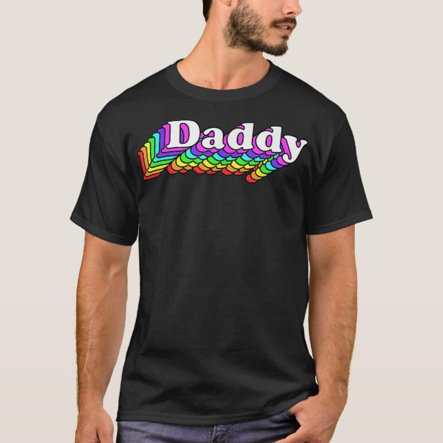 T-shirt Papa, Gay Daddy Bear, rétro LGBT Rainbow, LGBTQ P (Devant)