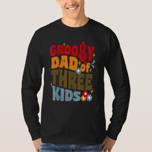 T-shirt Papa génial de trois enfants Rétro Ondulé 70s Vint