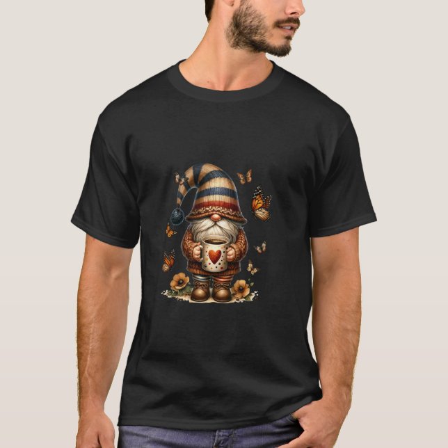 T-shirt Papa Gnome Café Drôle Avec Papillon Monarque Pour  (Devant)