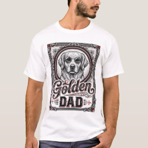 T-shirt Papa Golden Retriever Dessin de gravure vintage_1