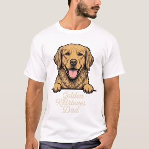 T-shirt Papa Golden Retriever Gravure Vintage