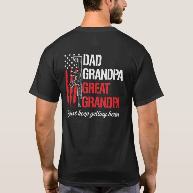 T-shirt Papa, grand-père, grand-père - Je m'améliore (Dos)