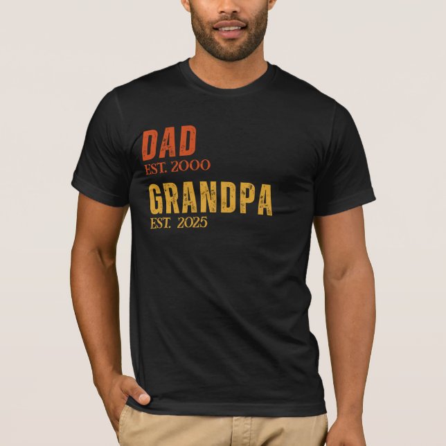 T-shirt Papa Grand-Père Personnalisé Est. Année Retro pers (Devant)