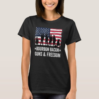 T-shirt Papa Grand-père Vétéran Drapeau États-Unis Bourbon